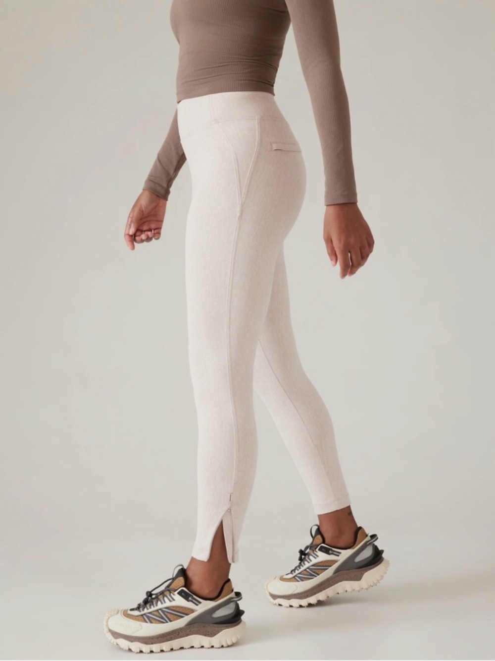 NWT Athleta Delancey Skyline Tight | Cream Braiden Texture L